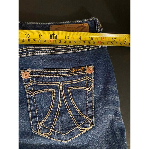 Seven7 Blue Jeans Straight Ladies 8 26" Denim Pants Embroidered Y2K - Picture 5 of 8
